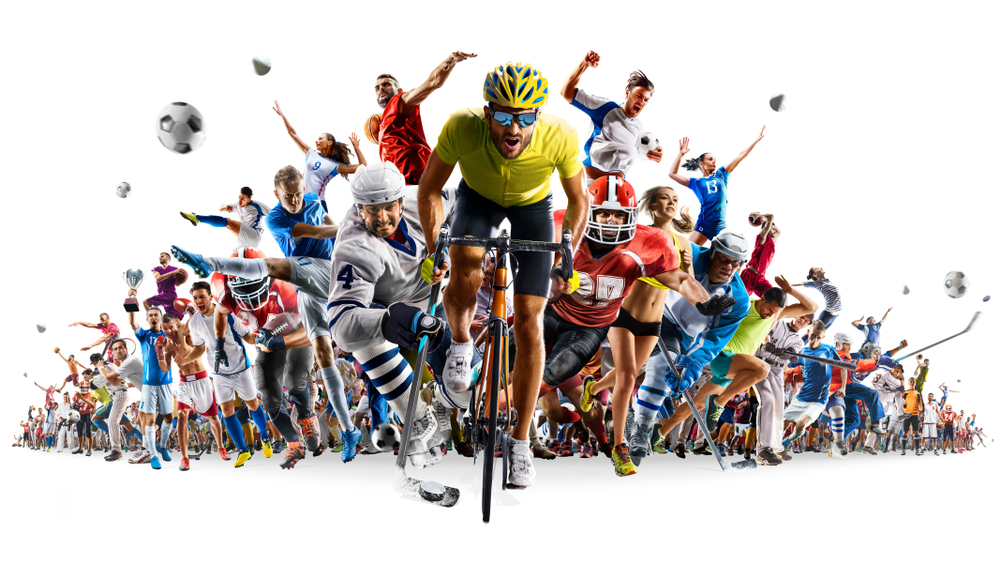 Veliki športni kolaž - kolesarjenje, nogomet, košarka in vsi ostali športi. 