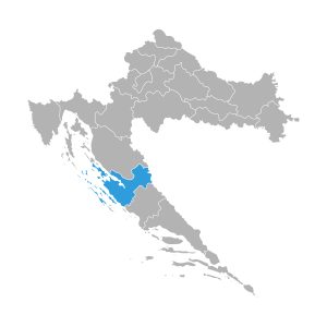 Zemljevid Hrvaške s Severno Dalmacijo.